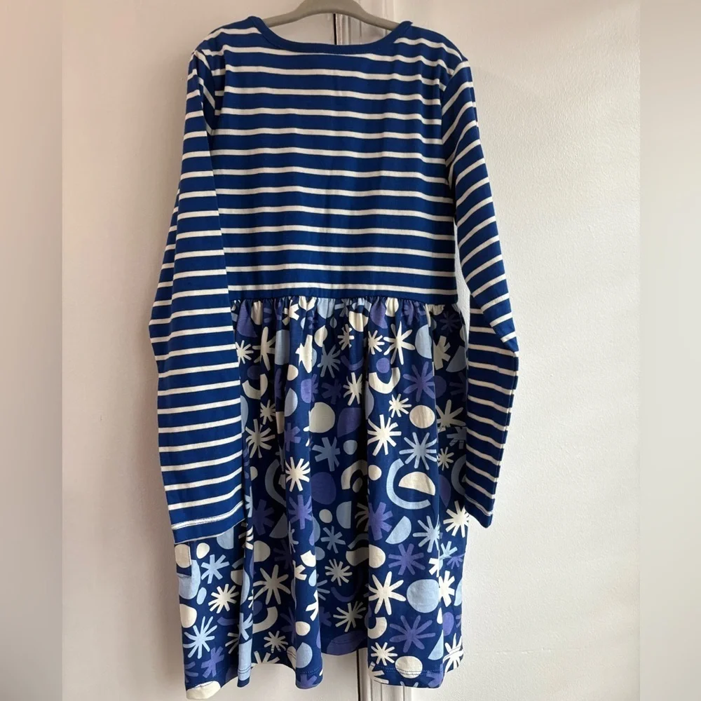 Hanna Andersson Blue and White Holiday Mixie Striped Dress